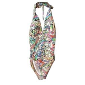Lauren Ralph Lauren Multicolor Paisley One Piece Boho Swimsuit Size 14